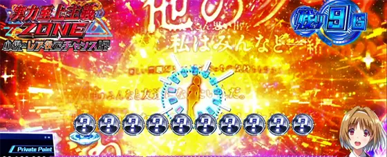 スマスロ ようこそ実力至上主義の教室への上位CZ中の背景色（金背景）