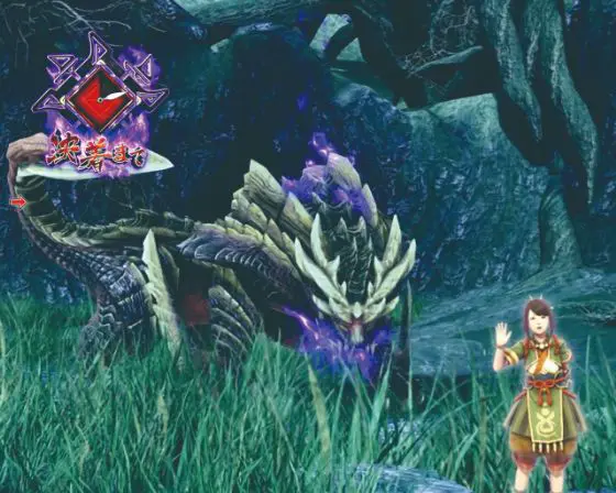 パチンコデジハネPモンスターハンターライズのキャラが出現画像