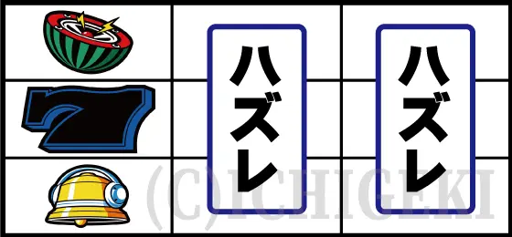 パチスロハイパーラッシュの「青7付近(⑪チェリー)狙い時のリーチ目」⑤