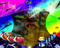 パチンコCRフィーバーアクエリオンWのロゴフラッシュ虹の画像