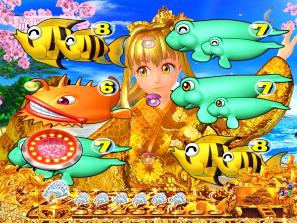 パチンコCRスーパー海物語IN JAPAN　金富士バージョンの金マリンちゃん画像