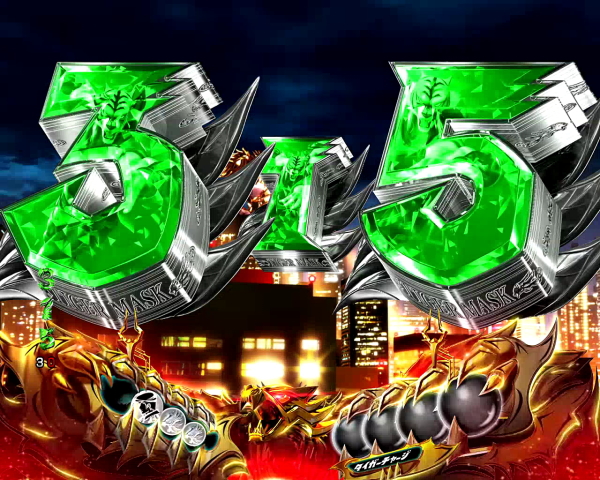 パチンコフィーバータイガーマスク3の同色図柄変化緑画像