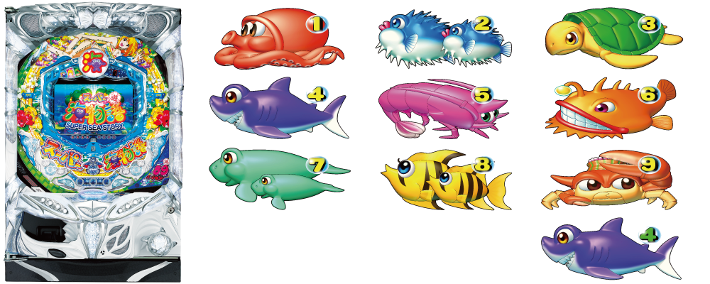 パチンコスーパー海物語SAE5の筐体図柄画像