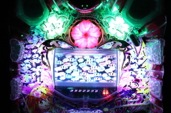パチンコP ドラム海物語 IN沖縄 桜バージョンの桜ランプ緑色点灯時の画像