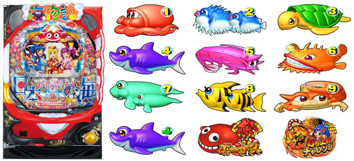パチンコPスーパー海物語 IN JAPAN2の筐体図柄画像
