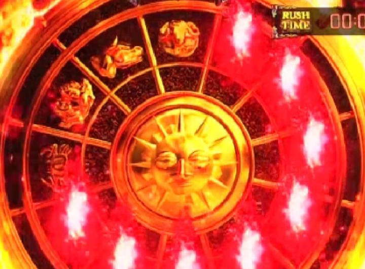 パチンコe聖闘士星矢 超流星CliMAX349の火時計赤点灯画像