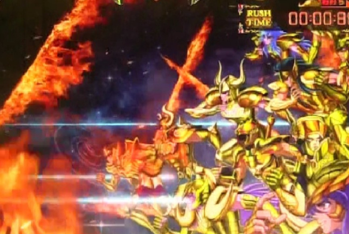 パチンコe聖闘士星矢 超流星CliMAX349の黄金聖闘士通過画像