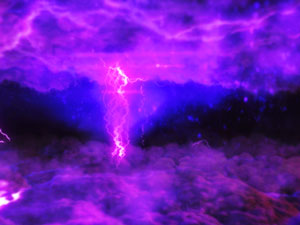 パチンコPモモキュンソードGC250Aの雷雲予告画像
