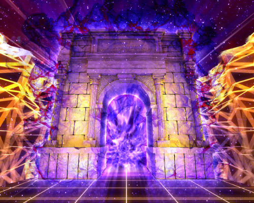 パチンコP聖闘士星矢 超流星 星矢ゴールドver.92%の地獄の門ステージ画像
