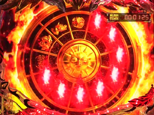 パチンコP聖闘士星矢 超流星 女神ゴールドver.1500の火時計赤点灯画像