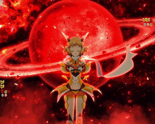 パチンコPフィーバー戦姫絶唱シンフォギア3 黄金絶唱の絶唱演出発生時に背景に赤い月
