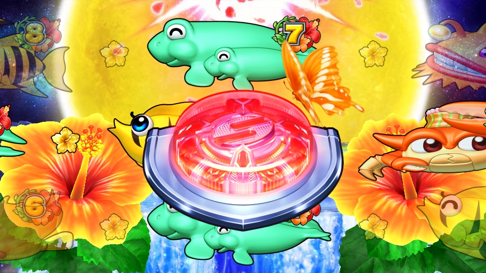 パチンコPAギンギラパラダイス 夢幻カーニバル 強99ver.の神秘の滝ボタン画像