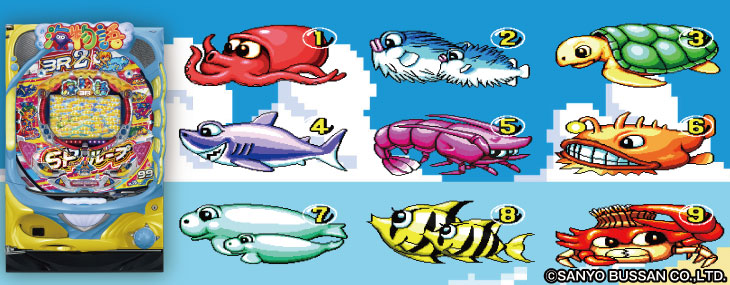 パチンコPA海物語3R2スペシャルの筐体と図柄